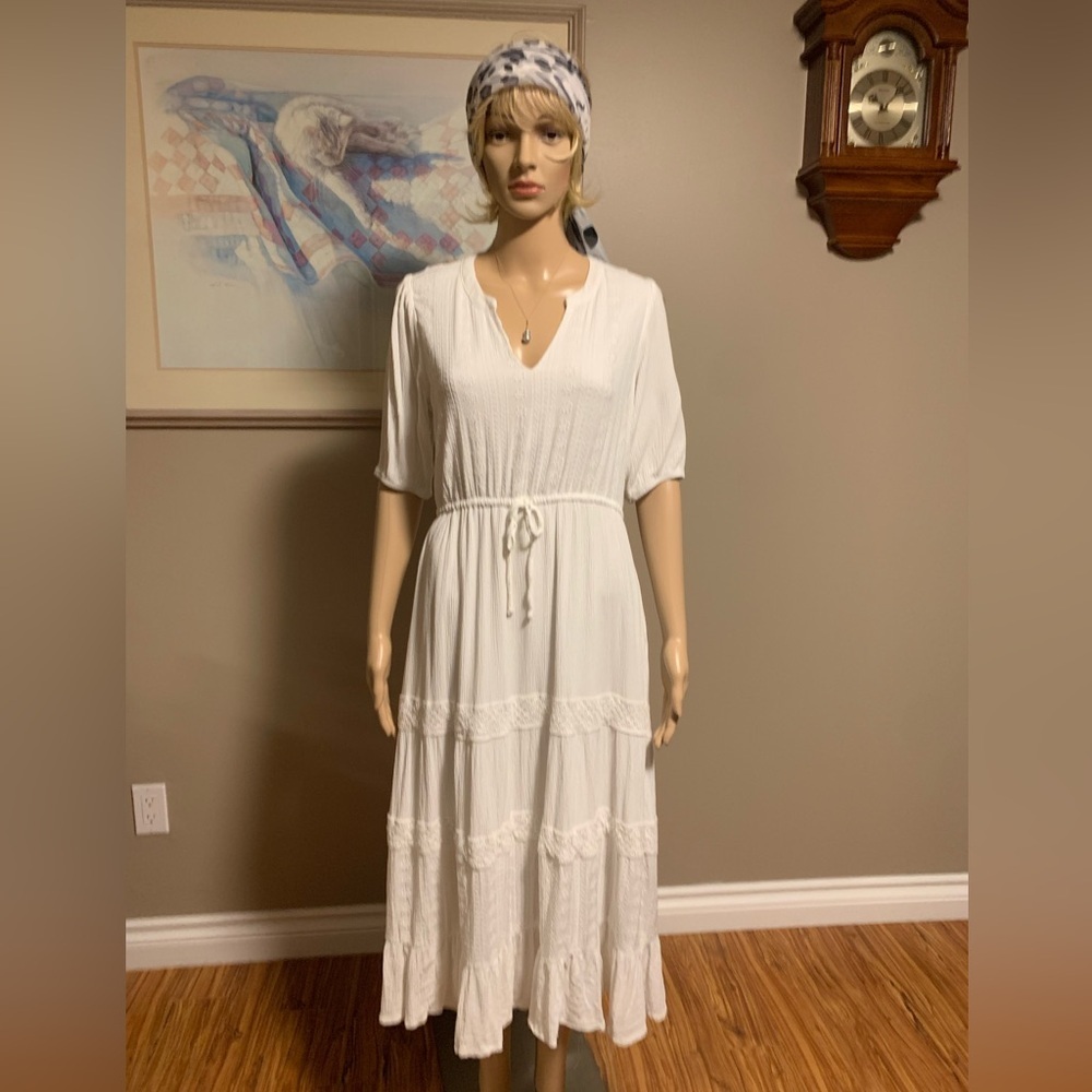 Knox Rose White Peasant Dress Lined Size Medium